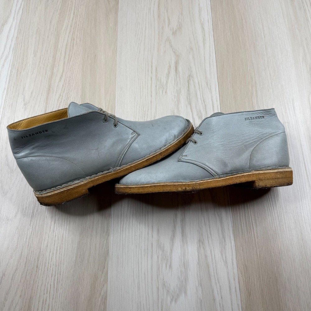 Clark's Jil Sander Mens Gray Lace Up Classic Leather Chukka Desert Boots Size 9